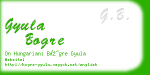 gyula bogre business card
